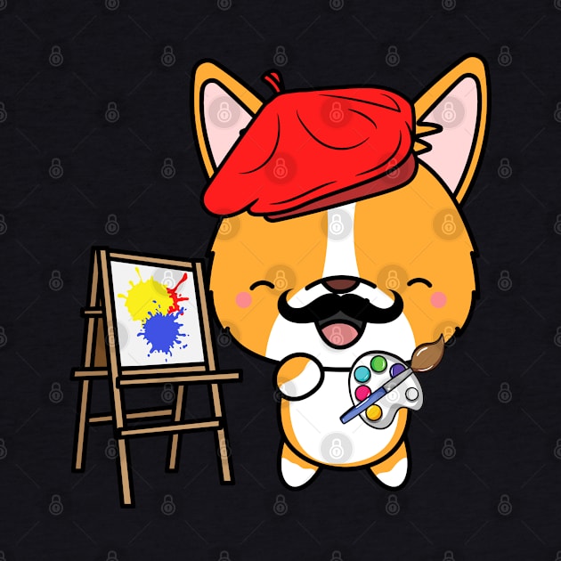 Funny corgi is a painter by Pet Station